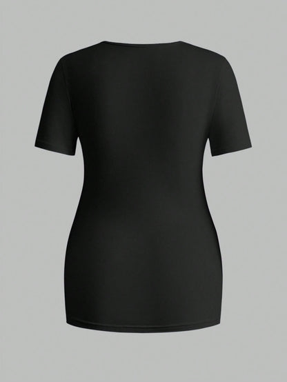 Modmama 3pcs/Set Pregnant Women Solid Color Ruched Nursing Function Casual Daily Short Sleeve Tops