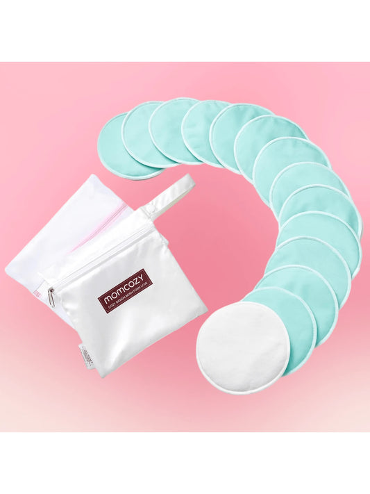 Momcozy 6/14 Pack Reusable Nursing Pads, Innovative Use Of One Way Moisture-Wicking Fabric & 4- Layer Washable Breast Pads