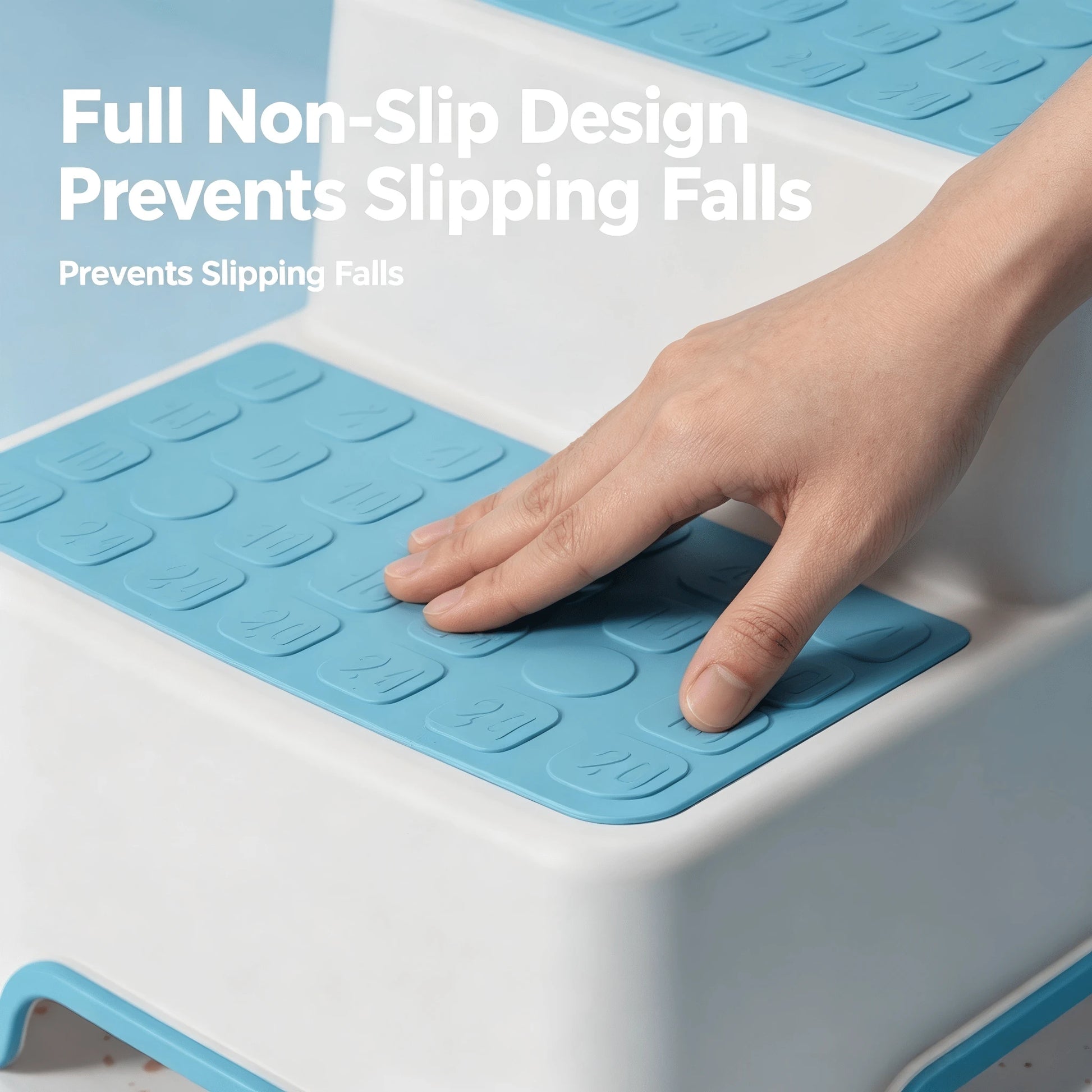 Montessori 2 Step Toddler Step Stool Anti-Slip Sturdy Potty Training Stool For Bathroom Kitchen Sink Toilet Helper For Kids Girls (Blue)