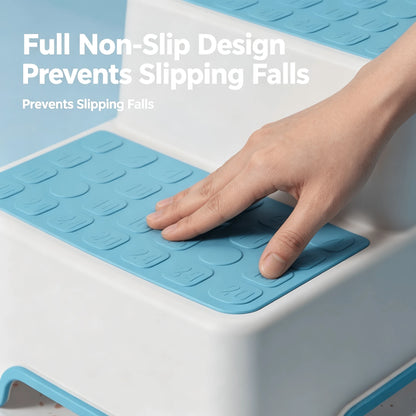 Montessori 2 Step Toddler Step Stool Anti-Slip Sturdy Potty Training Stool For Bathroom Kitchen Sink Toilet Helper For Kids Girls (Blue)