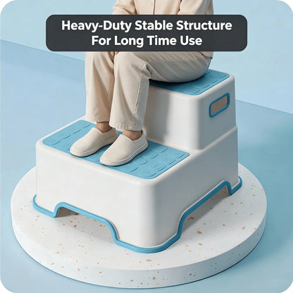 Montessori 2 Step Toddler Step Stool Anti-Slip Sturdy Potty Training Stool For Bathroom Kitchen Sink Toilet Helper For Kids Girls (Blue)