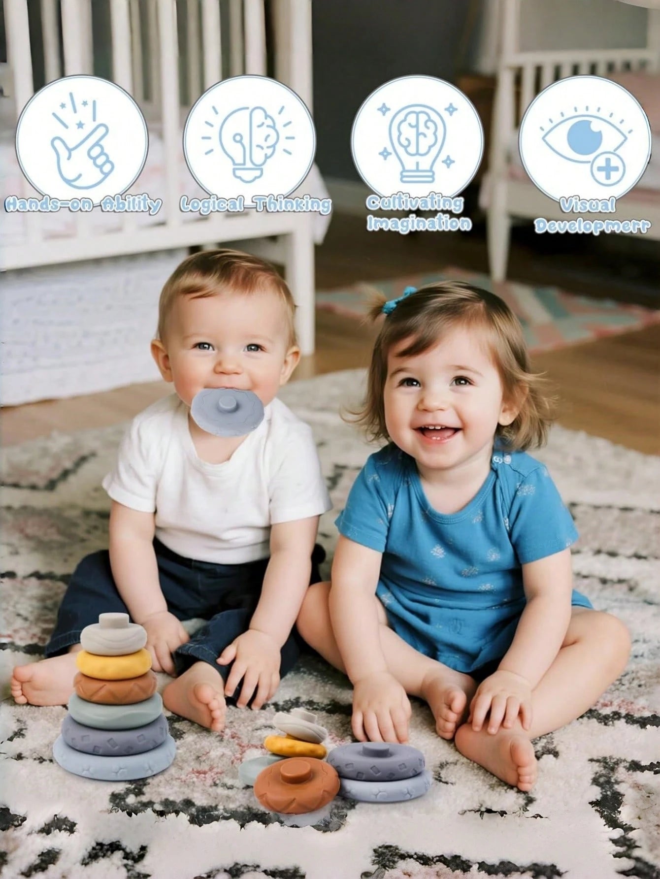 Montessori Baby Toys Soft Rubber Blocks Stacking Building Fun Toys Suitable For 6-12 Months Old Babies Soft Baby Toys Sensory Toys Stacking Soft Blocks Baby Teething Toys Newborn Gifts Baby Toys Toddl