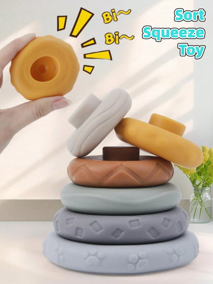 Montessori Baby Toys Soft Rubber Blocks Stacking Building Fun Toys Suitable For 6-12 Months Old Babies Soft Baby Toys Sensory Toys Stacking Soft Blocks Baby Teething Toys Newborn Gifts Baby Toys Toddl