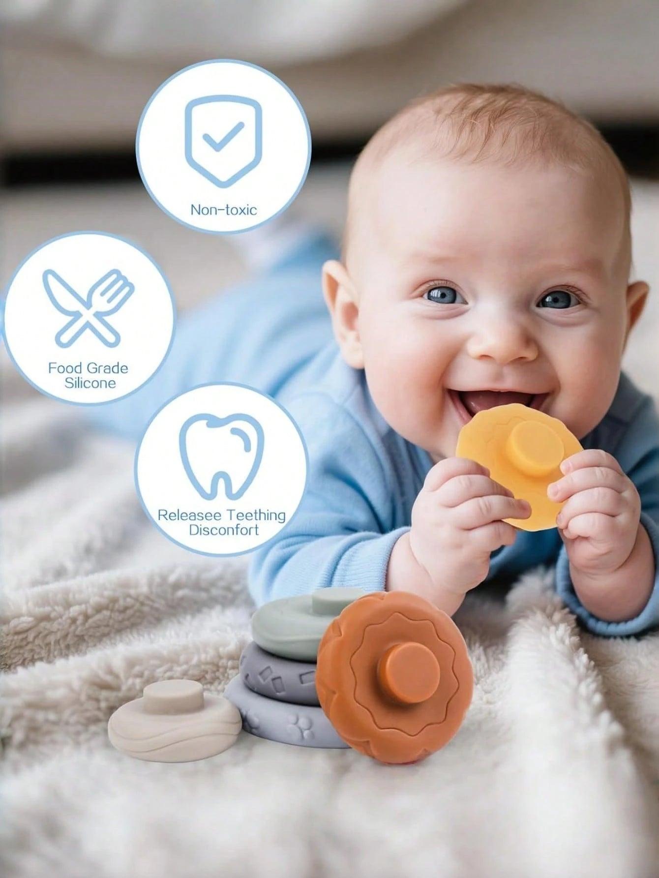 Montessori Baby Toys Soft Rubber Blocks Stacking Building Fun Toys Suitable For 6-12 Months Old Babies Soft Baby Toys Sensory Toys Stacking Soft Blocks Baby Teething Toys Newborn Gifts Baby Toys Toddl