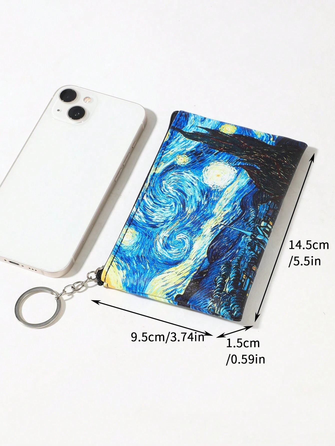 Moonlit Night Graphic Case Starry Sky Fashion Zipper Makeup Bag Versatile Storage Bag Keys & Earphone Slim Lightweight Cash Id Card Credit Card Portable Pocket Small Pocket Wallet Short Wallet Fashion