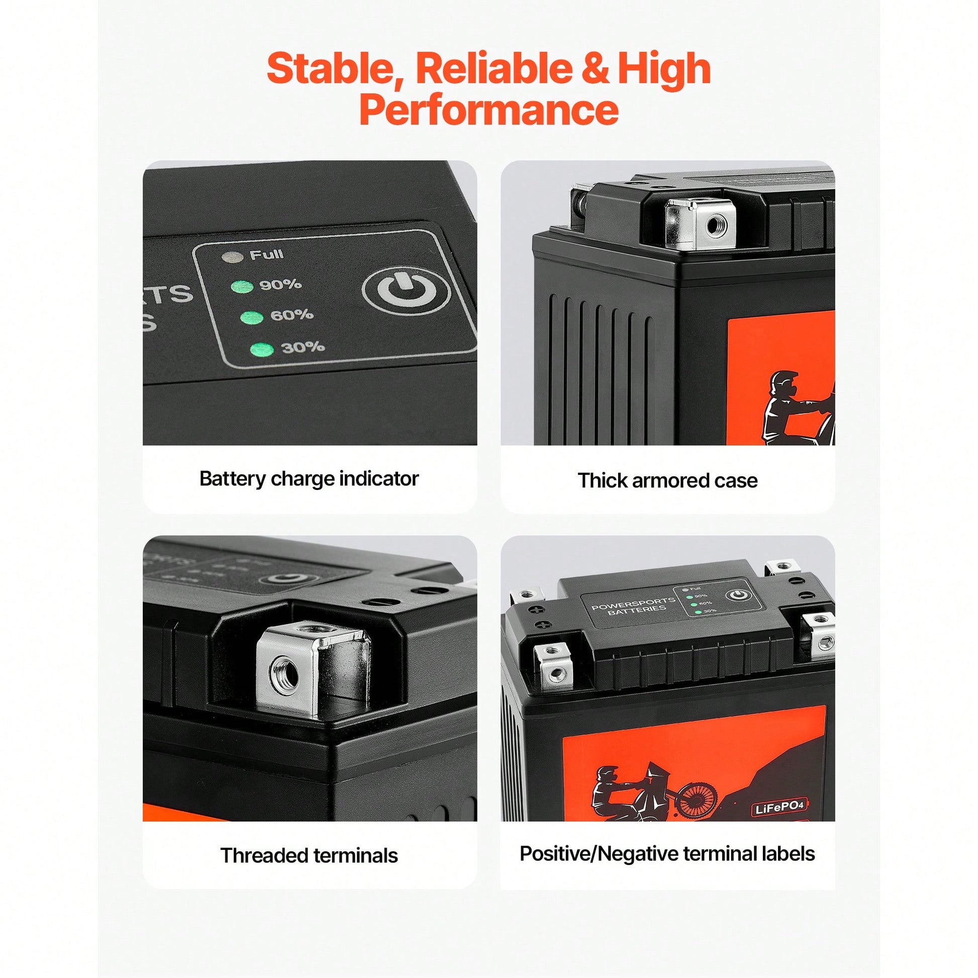 Motorcycle Battery, 12 Volt 7Ah, LiFePO4 Lithium Pre-Charged Powersports Battery, Maintenance Free & High Performance, Compatible With ATV, Motorcycle, Jet Skis, Scooter, UTV, And More