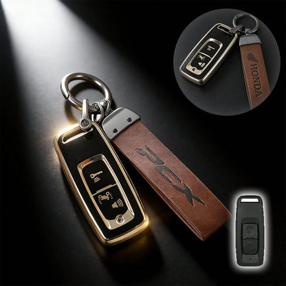 Motorcycle Gold Edged Soft TPU Key Case Cover With 2 Buttons. Motorcycle Intelligent Remote Control Key Protection Cover With Anti Fall And Anti Scratch Fully Wrapped Shell Compatible With Honda 2-But