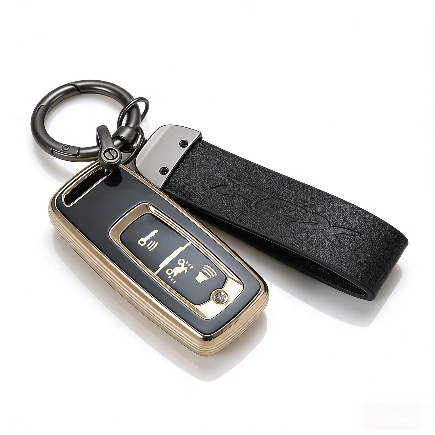 Motorcycle Gold Edged Soft TPU Key Case Cover With 2 Buttons. Motorcycle Intelligent Remote Control Key Protection Cover With Anti Fall And Anti Scratch Fully Wrapped Shell Compatible With Honda 2-But