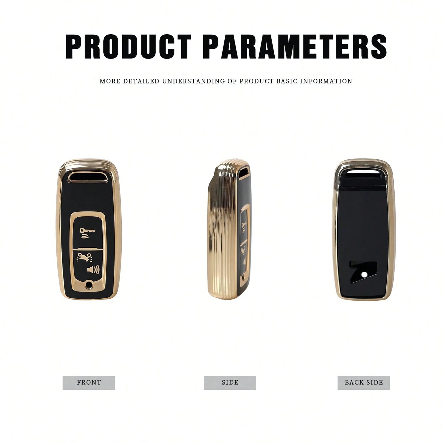 Motorcycle Gold Edged Soft TPU Key Case Cover With 2 Buttons. Motorcycle Intelligent Remote Control Key Protection Cover With Anti Fall And Anti Scratch Fully Wrapped Shell Compatible With Honda 2-But