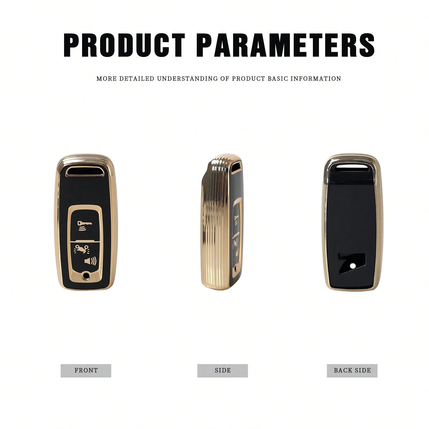Motorcycle Gold Edged Soft TPU Key Case Cover With 2 Buttons. Motorcycle Intelligent Remote Control Key Protection Cover With Anti Fall And Anti Scratch Fully Wrapped Shell Compatible With Honda 2-But