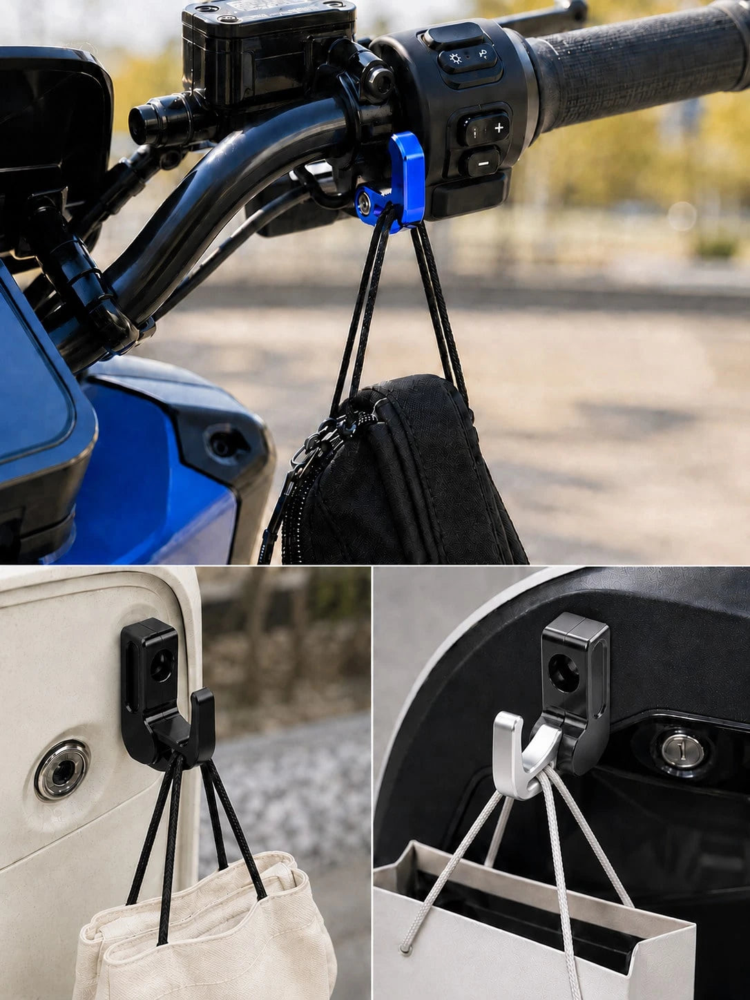 Motorcycle Helmet Hook, Foldable Motorcycle Hook Bolt-On Luggage Bag Hanger, 90 Degree Folding Claw Hook For Hanging Helmet Grocery Bags Gloves, 1pc CNC Aluminum Alloy Storage Hook Holder For Scooter