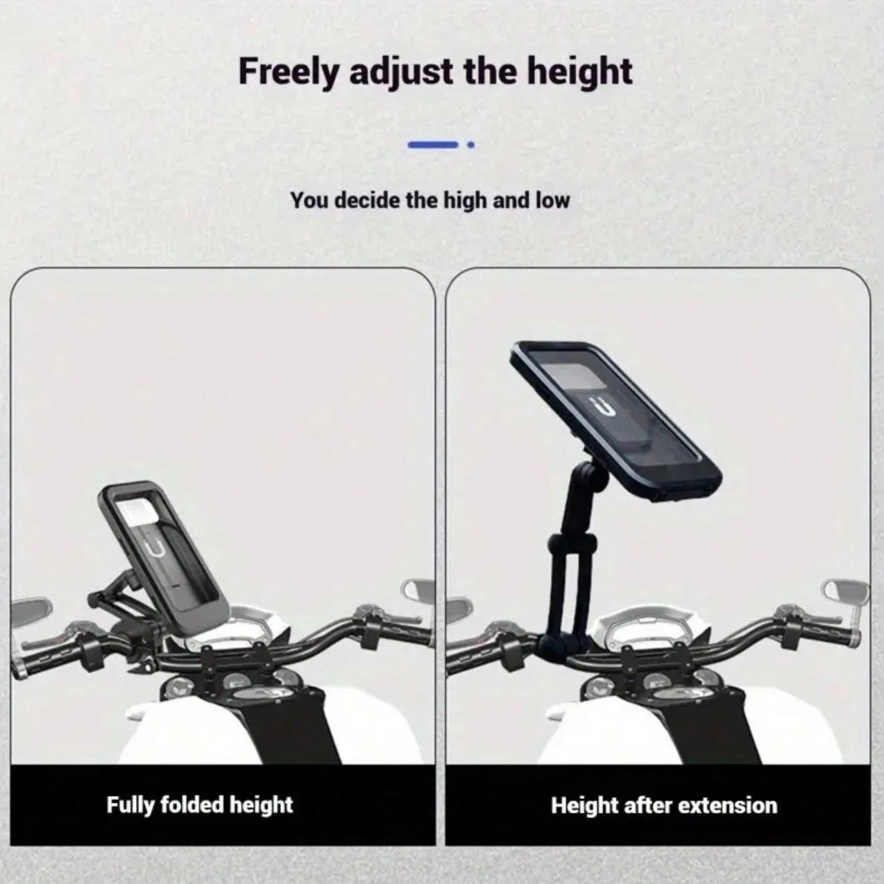 Motorcycle Phone Mount, 360° Rotating Touch-Sensitive Bicycle Phone Holder, Anti-Theft Waterproof Bicycle Smartphone Grip Clamp, Compatible With Motorcycles, Scooters And Other Models