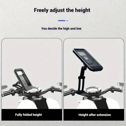 Motorcycle Phone Mount, 360° Rotating Touch-Sensitive Bicycle Phone Holder, Anti-Theft Waterproof Bicycle Smartphone Grip Clamp, Compatible With Motorcycles, Scooters And Other Models