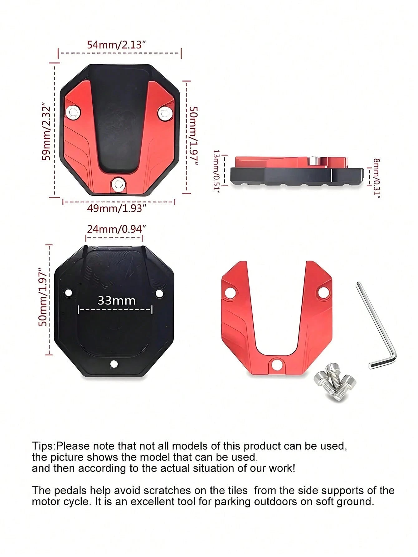 Motorcycle Side Stand Pad, Anti-Slip Side Stand Extension Plate, Enlarged Kickstand Extender Foot Pad For Motorcycle & Bike, Non-Slip Support Base, Side Stand Extension Pad With Stable Enlarged Design