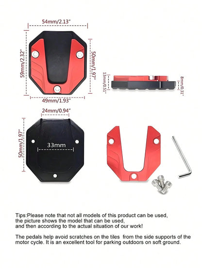 Motorcycle Side Stand Pad, Anti-Slip Side Stand Extension Plate, Enlarged Kickstand Extender Foot Pad For Motorcycle & Bike, Non-Slip Support Base, Side Stand Extension Pad With Stable Enlarged Design