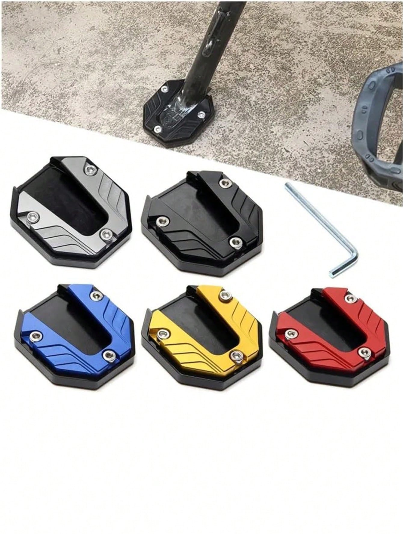 Motorcycle Side Stand Pad, Anti-Slip Side Stand Extension Plate, Enlarged Kickstand Extender Foot Pad For Motorcycle & Bike, Non-Slip Support Base, Side Stand Extension Pad With Stable Enlarged Design