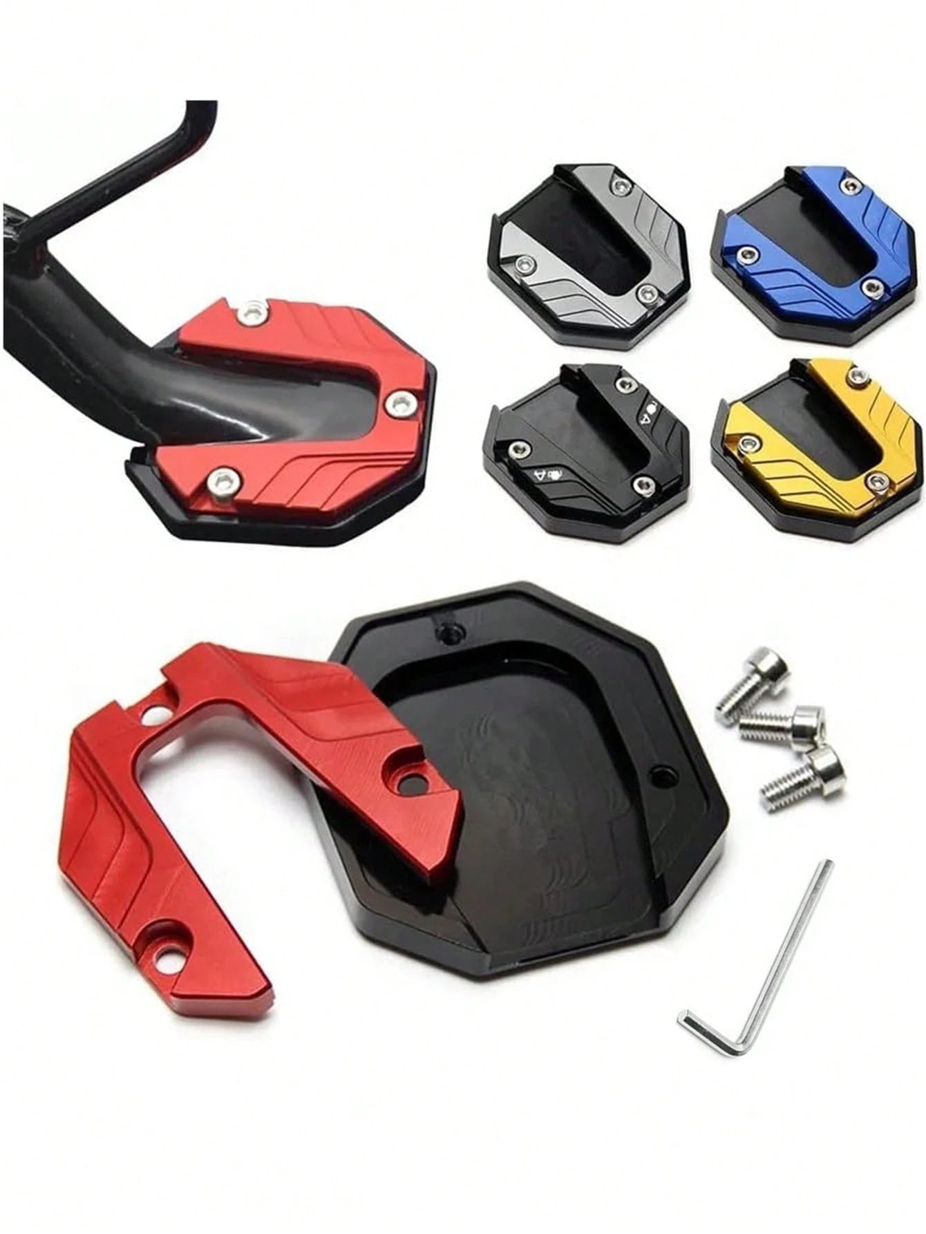 Motorcycle Side Stand Pad, Anti-Slip Side Stand Extension Plate, Enlarged Kickstand Extender Foot Pad For Motorcycle & Bike, Non-Slip Support Base, Side Stand Extension Pad With Stable Enlarged Design