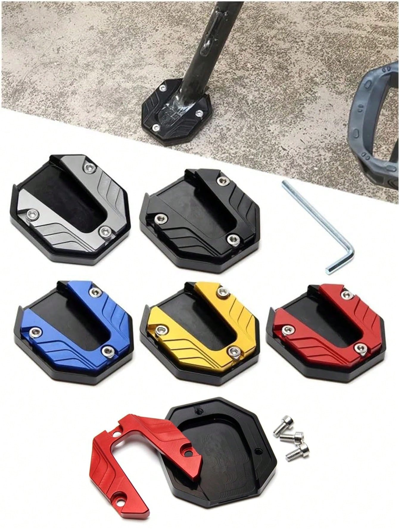 Motorcycle Side Stand Pad, Anti-Slip Side Stand Extension Plate, Enlarged Kickstand Extender Foot Pad For Motorcycle & Bike, Non-Slip Support Base, Side Stand Extension Pad With Stable Enlarged Design