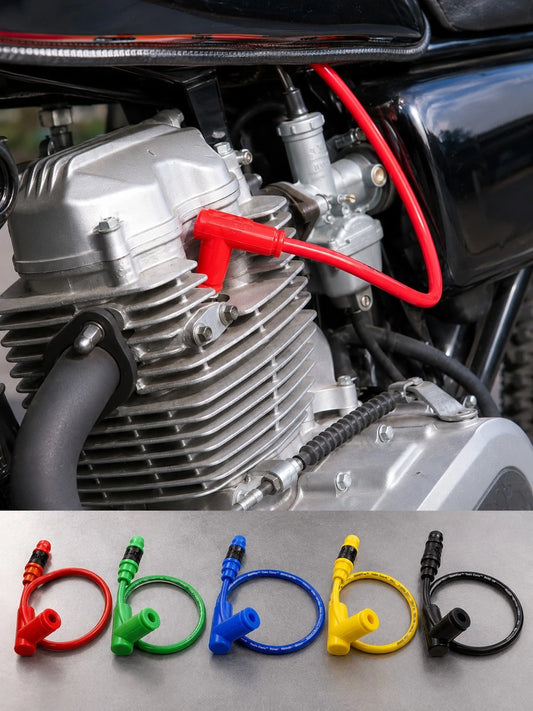 Motorcycle Spark Plug Wire 8.8mm Silicone Ignition Coil Cable With 90 Degree Spark Plug Cap, Quick Connect High Performance Racing Ignition Wire, Universal Replacement For Gy6 50cc 125cc 150cc Scooter