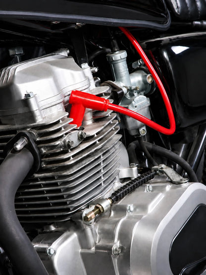 Motorcycle Spark Plug Wire 8.8mm Silicone Ignition Coil Cable With 90 Degree Spark Plug Cap, Quick Connect High Performance Racing Ignition Wire, Universal Replacement For Gy6 50cc 125cc 150cc Scooter
