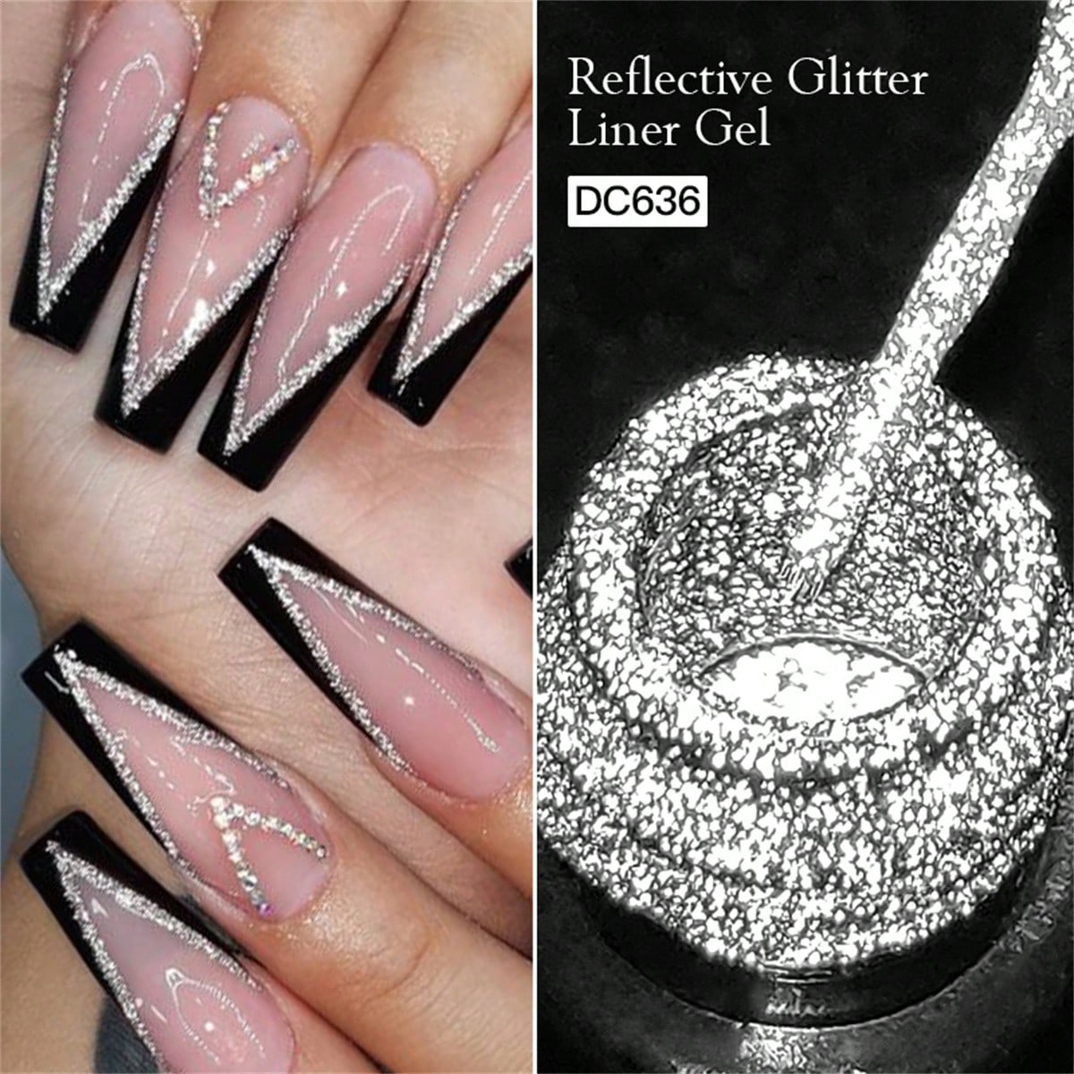 Mtssii 3PCS Reflective Glitter Liner Gel Nail Polish Set Gold Silver Pink Bright Sparkling Paint Spider Liner Gel Semi Permanent Nail UV Gel Superflash Style Pull Line Graffiti Painting Stripe DIY Fre