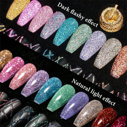 Mtssii 3PCS Reflective Glitter Liner Gel Nail Polish Set Gold Silver Pink Bright Sparkling Paint Spider Liner Gel Semi Permanent Nail UV Gel Superflash Style Pull Line Graffiti Painting Stripe DIY Fre