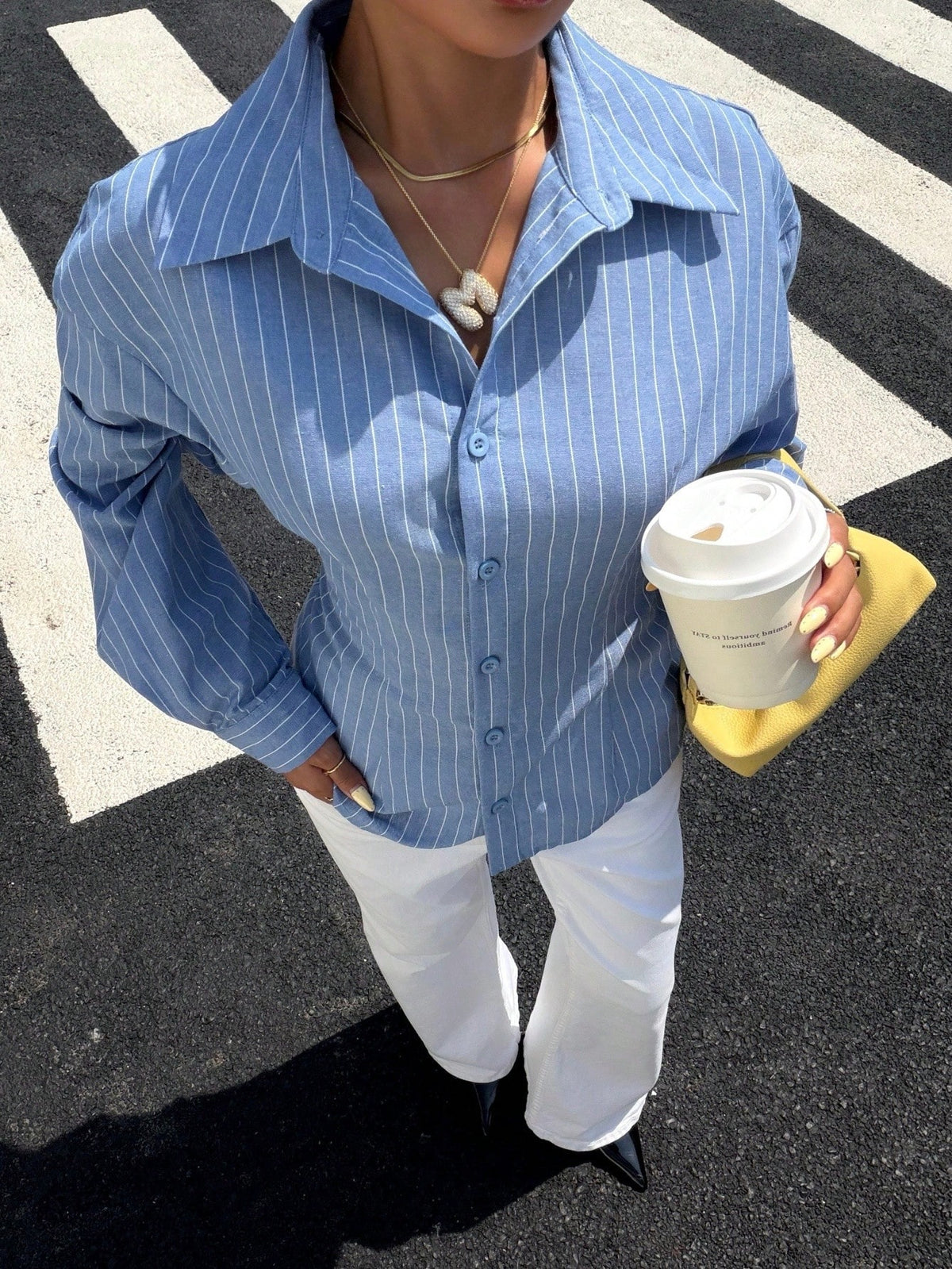 Muchica Blue White Striped Open Back Tie Long Sleeve Shirt Casual Summer Fall Winter Vacation Top Basic Chic Button Down Blouse Going Out Workwear For Women