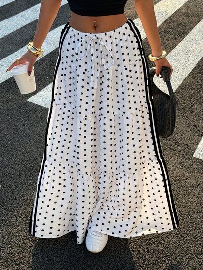 Muchica Women's Polka Dot Colorblock Pleated Casual Versatile Daily Outing Skirt Suitable For Summer