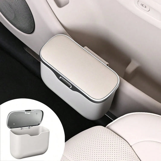 Multi-Function Car Trash Can With Lid & Button, Hanging Storage, Dry & Wet Use, Car Interior Accessory, Storage Box