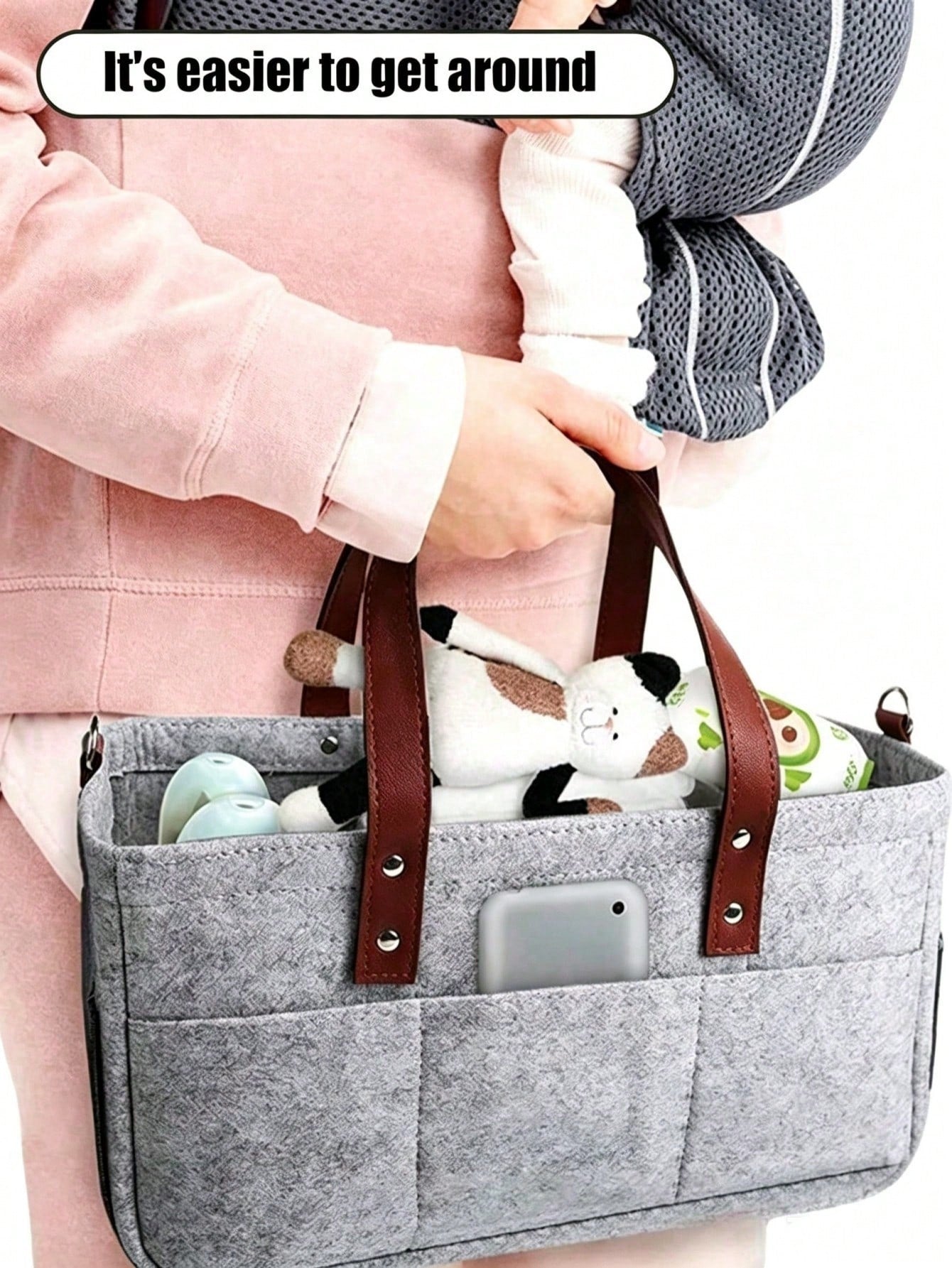 Multi-Functional Felt Car Trunk Storage Bag, Durable Fiber Material With Handle, Dust-Proof And Moisture-Proof, Practical Car Accessory
