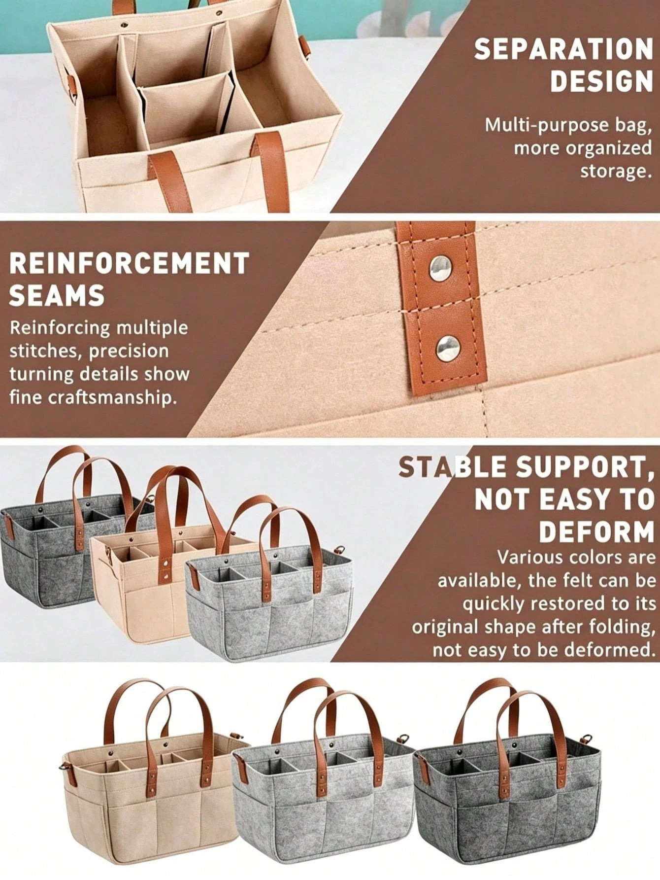 Multi-Functional Felt Car Trunk Storage Bag, Durable Fiber Material With Handle, Dust-Proof And Moisture-Proof, Practical Car Accessory
