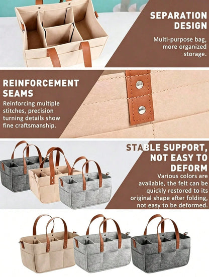 Multi-Functional Felt Car Trunk Storage Bag, Durable Fiber Material With Handle, Dust-Proof And Moisture-Proof, Practical Car Accessory