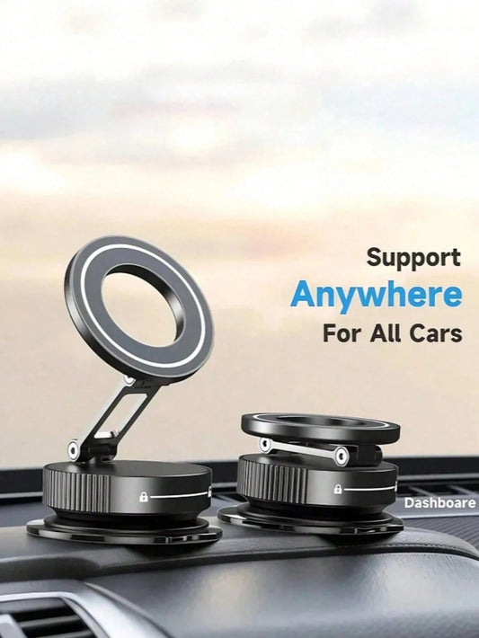 Multifunctional 360° 3-Axis Foldable MagSafe Car Phone Mount- Vacuum Magnetic Base, Supports Navigation, Compatible With All MagSafe Devices, Zinc Alloy Material, Multi-Angle Adjustment, Compact Fold