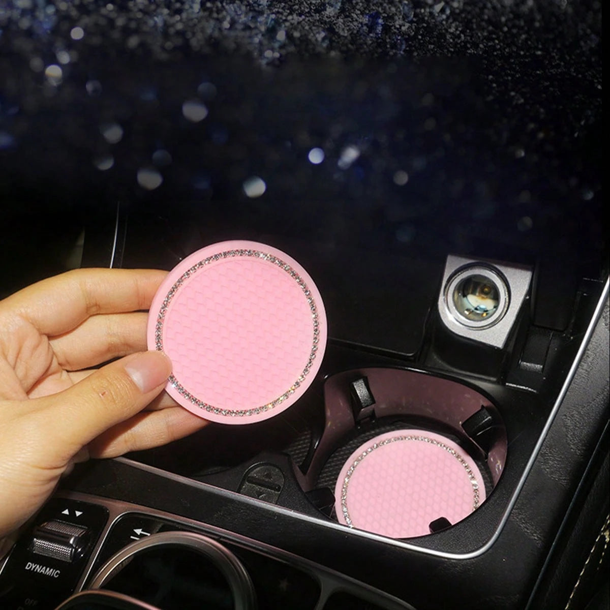 Multifunctional Car Cup Mat Holder With Water Crystals, Creative Grid Honeycomb Design Non-Slip Auto Storage Pad