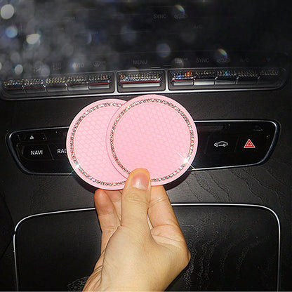 Multifunctional Car Cup Mat Holder With Water Crystals, Creative Grid Honeycomb Design Non-Slip Auto Storage Pad
