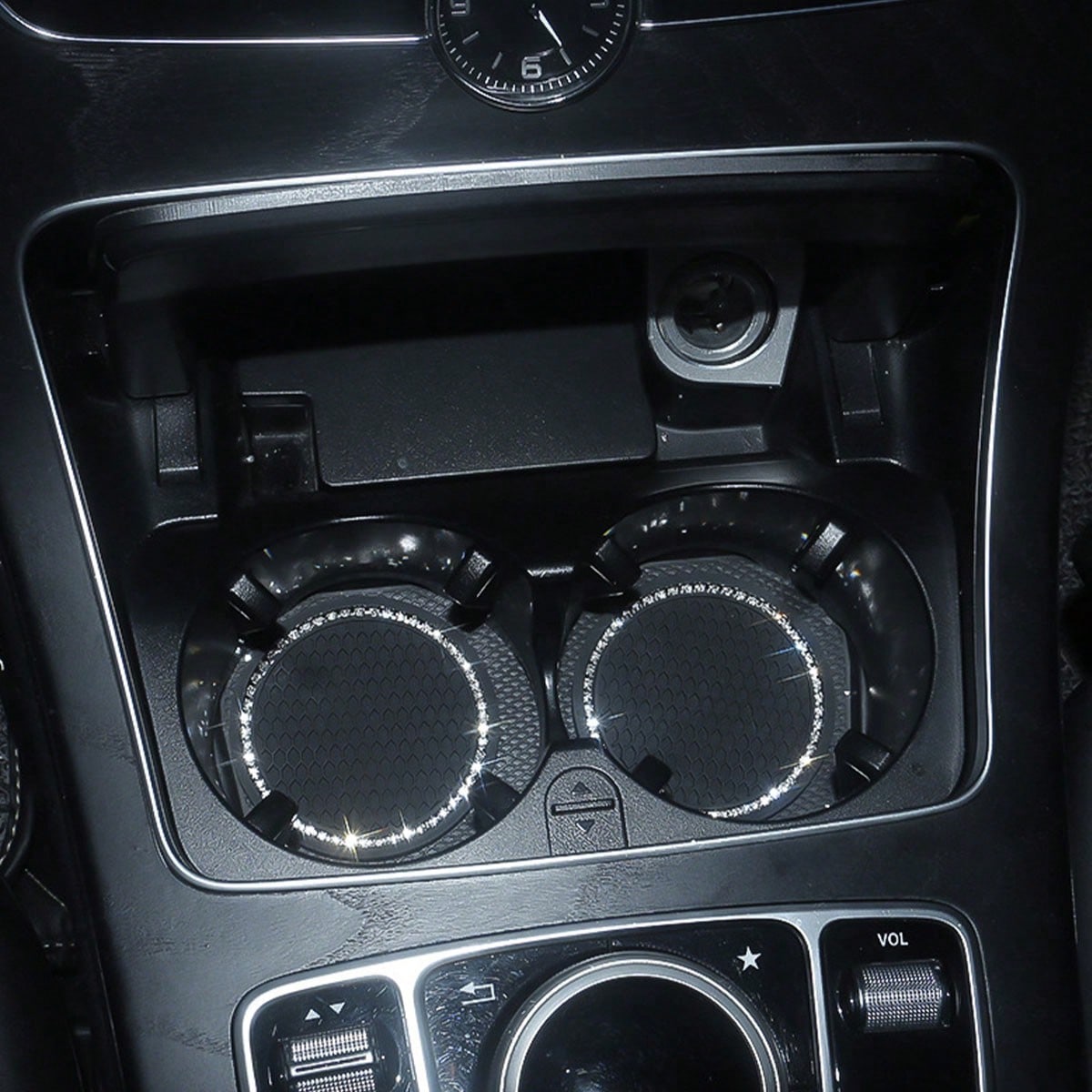 Multifunctional Car Cup Mat Holder With Water Crystals, Creative Grid Honeycomb Design Non-Slip Auto Storage Pad