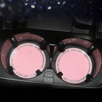 Multifunctional Car Cup Mat Holder With Water Crystals, Creative Grid Honeycomb Design Non-Slip Auto Storage Pad
