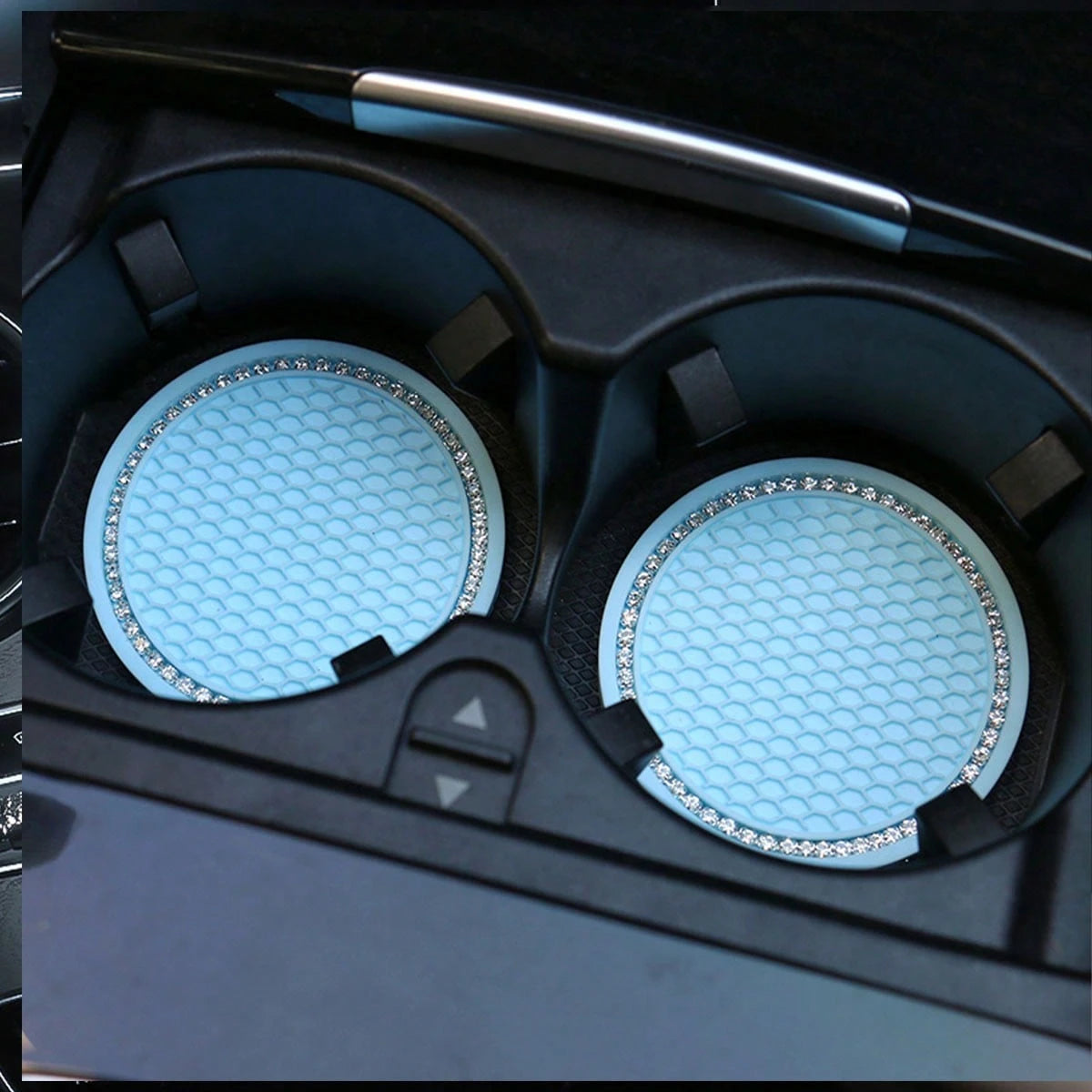 Multifunctional Car Cup Mat Holder With Water Crystals, Creative Grid Honeycomb Design Non-Slip Auto Storage Pad