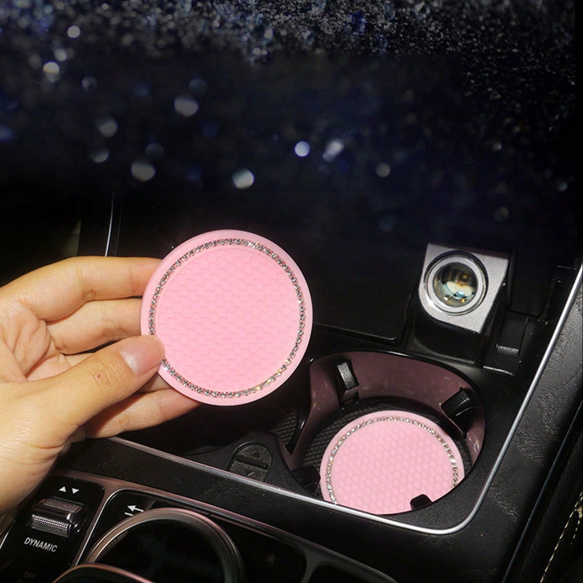 Multifunctional Car Cup Mat Holder With Water Crystals, Creative Grid Honeycomb Design Non-Slip Auto Storage Pad