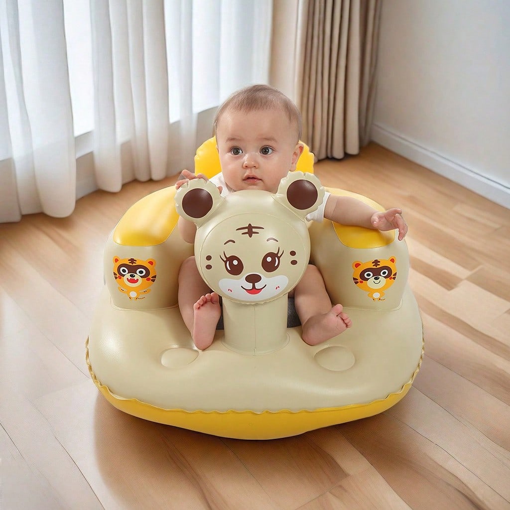 Multifunctional Inflatable Baby Learning Chair And Baby Bath Stool, Baby Inflatable Seat For Babies 3 Months And Up Summer Inflatable Baby Seat For Sitting Up, Blow Up Baby Floor Seat, Baby Shower Ch