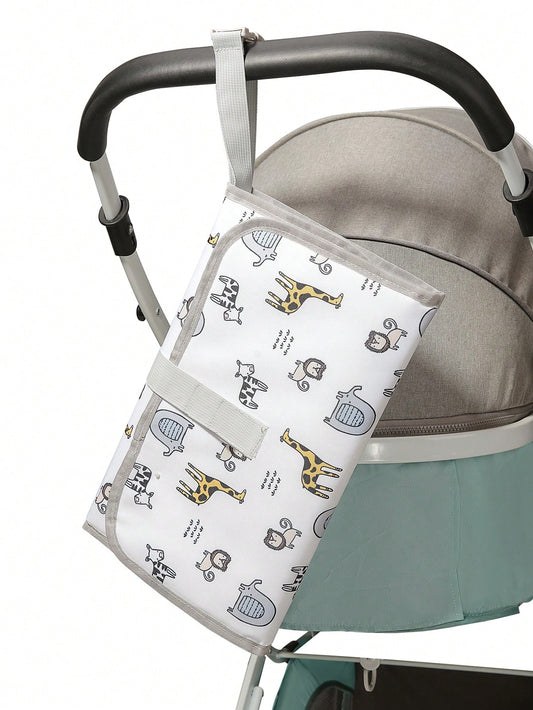 Multifunctional Waterproof Diaper Bag,Padded Changing Mat, Oxford Cloth Printed Tote Handbag For Baby/Infant, Suitable For Hanging On Stroller
