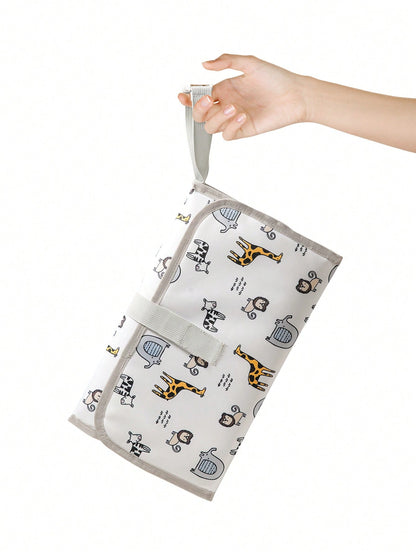 Multifunctional Waterproof Diaper Bag,Padded Changing Mat, Oxford Cloth Printed Tote Handbag For Baby/Infant, Suitable For Hanging On Stroller