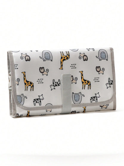 Multifunctional Waterproof Diaper Bag,Padded Changing Mat, Oxford Cloth Printed Tote Handbag For Baby/Infant, Suitable For Hanging On Stroller