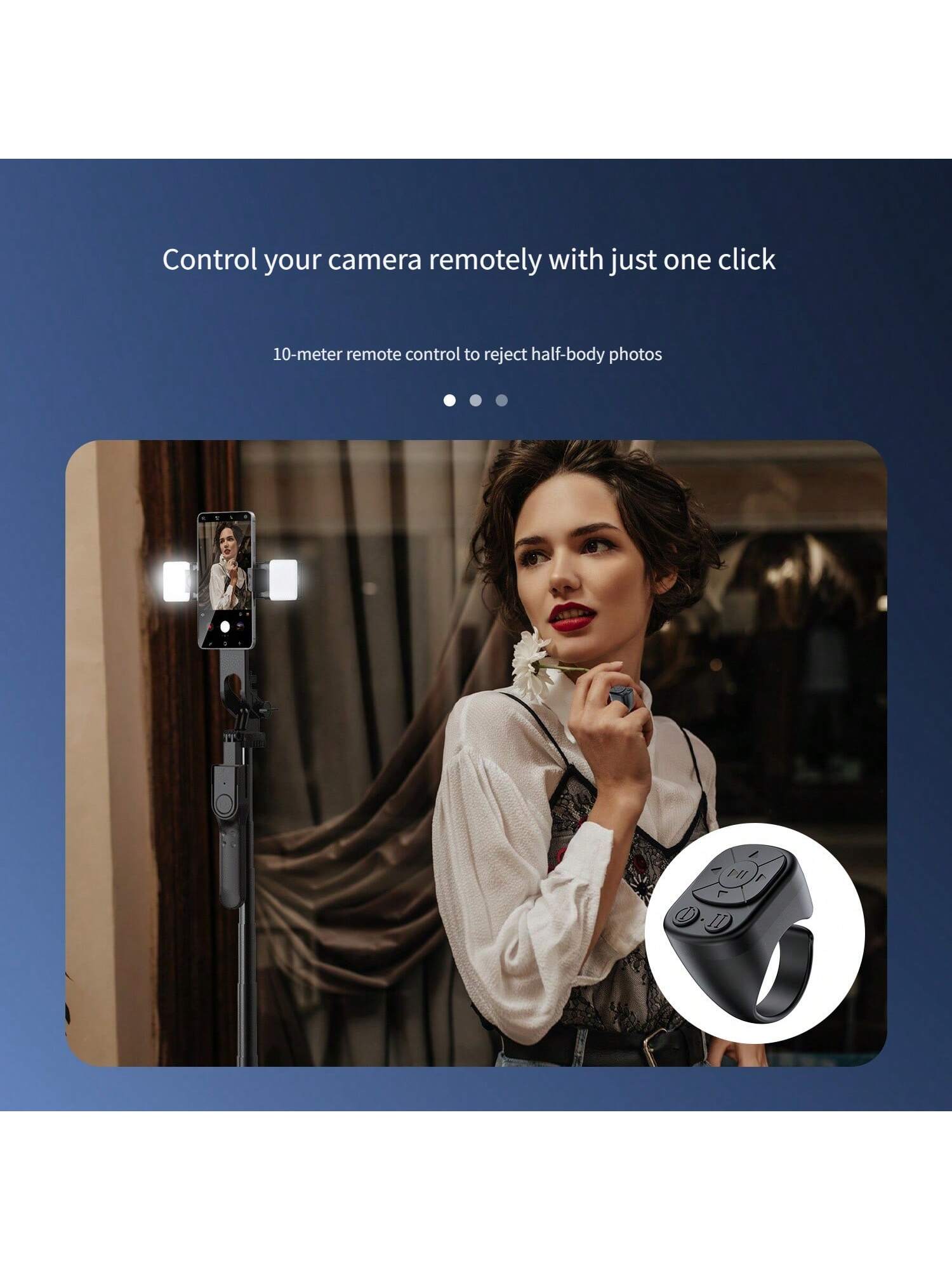 Multipurpose Bluetooth Remote Control,Suitable For Smartphone, Tablet, IOS & Android Device, Wireless Shutter, Video Recording, Slouchy Person Assistant,Selfie Stick, Music Volume Adjustment, Charging
