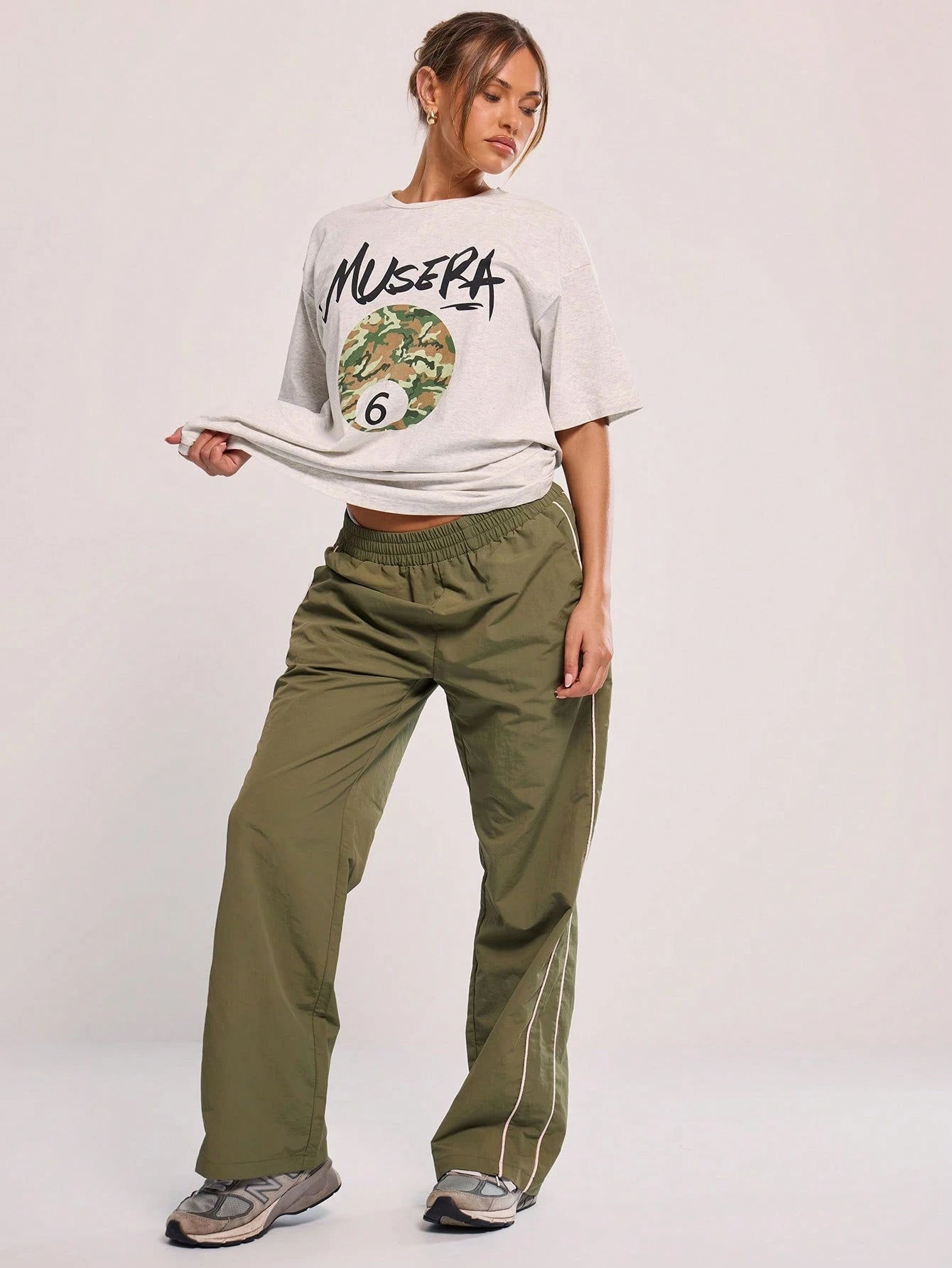 MUSERA Elasticated Waist Contrast Piping Flare Leg Trousers For Airport Casual Summer Cute 90's Y2k Back To School Holiday Spring Vacation