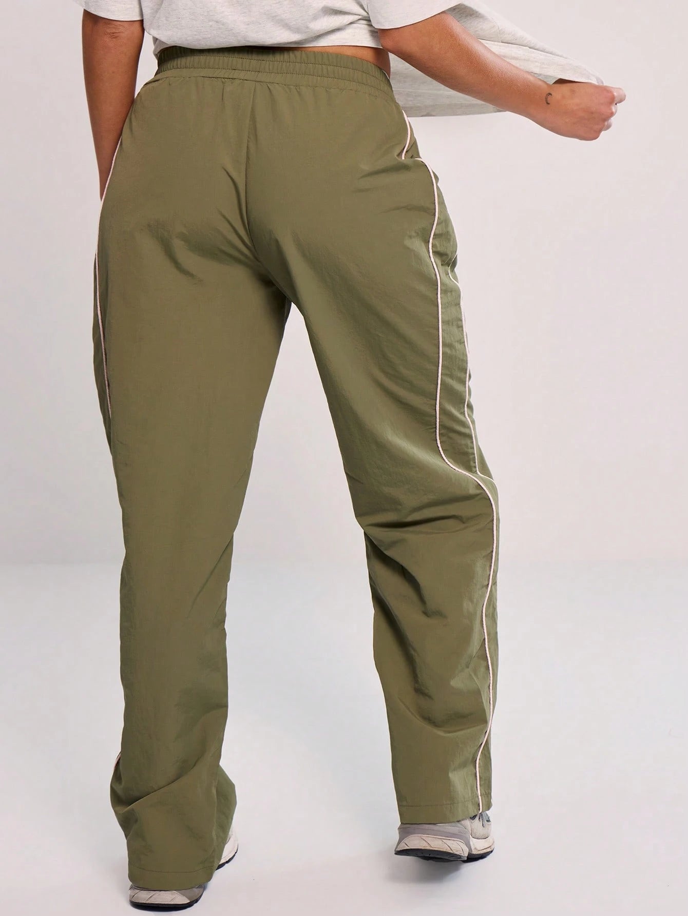MUSERA Elasticated Waist Contrast Piping Flare Leg Trousers For Airport Casual Summer Cute 90's Y2k Back To School Holiday Spring Vacation