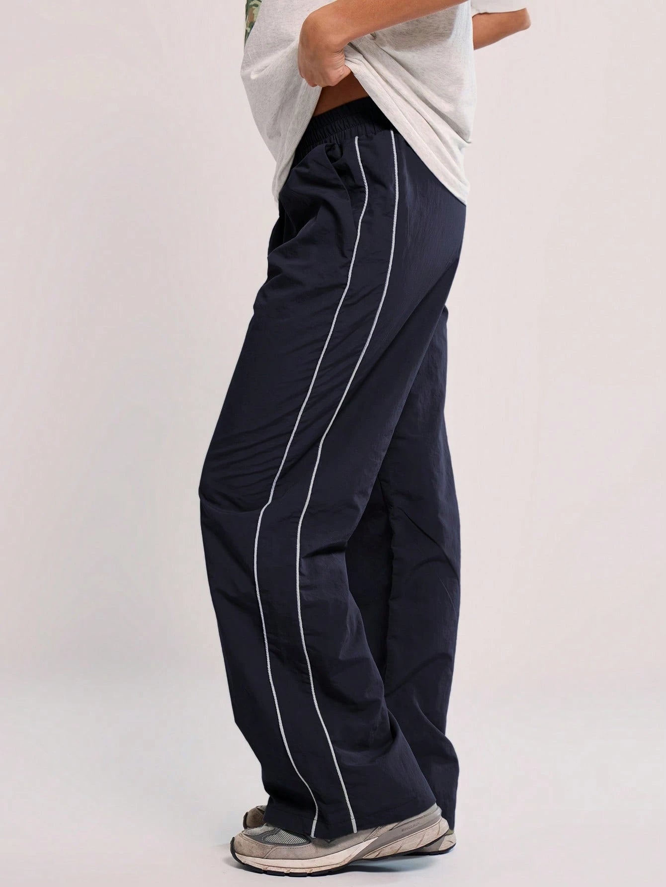 MUSERA Elasticated Waist Contrast Piping Flare Leg Trousers For Airport Casual Summer Cute 90's Y2k Back To School Holiday Spring Vacation