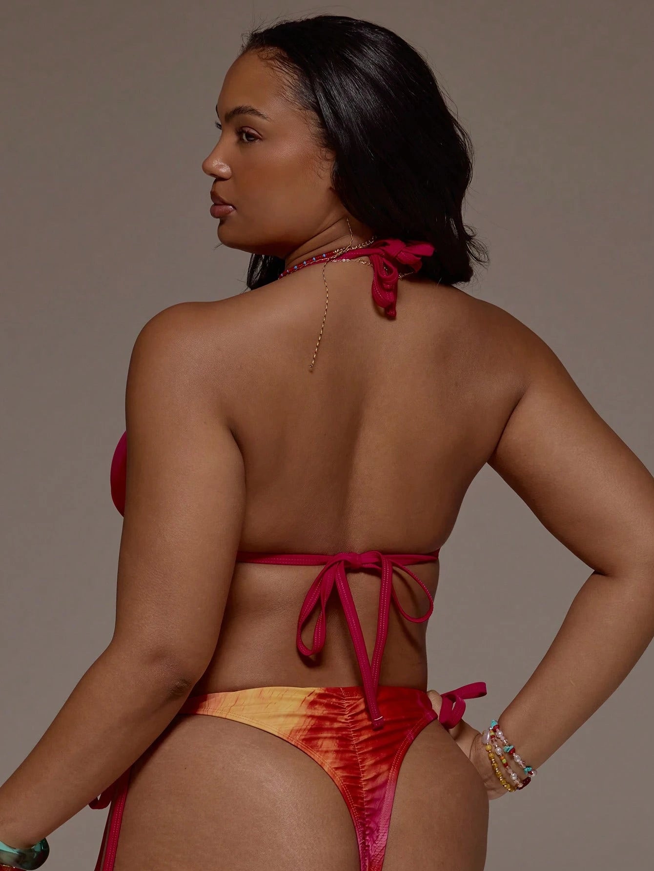 MUSERA Plus Size Ombre Print Tie Side Bikini Bottoms Only Spring Summer Cute Vacation Holiday Festival Ibiza Sexy