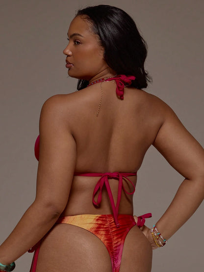 MUSERA Plus Size Ombre Print Tie Side Bikini Bottoms Only Spring Summer Cute Vacation Holiday Festival Ibiza Sexy