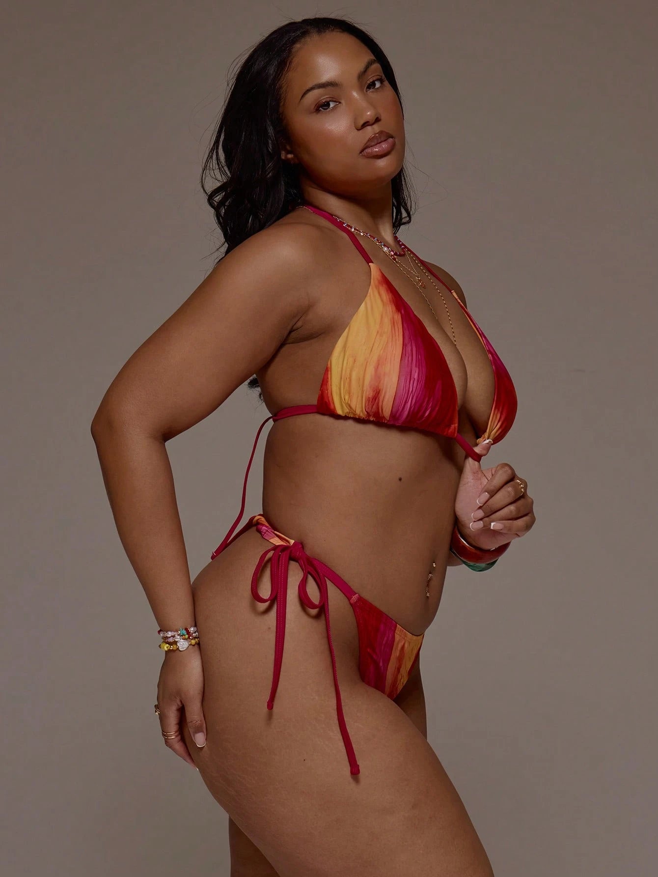 MUSERA Plus Size Ombre Print Tie Side Bikini Bottoms Only Spring Summer Cute Vacation Holiday Festival Ibiza Sexy